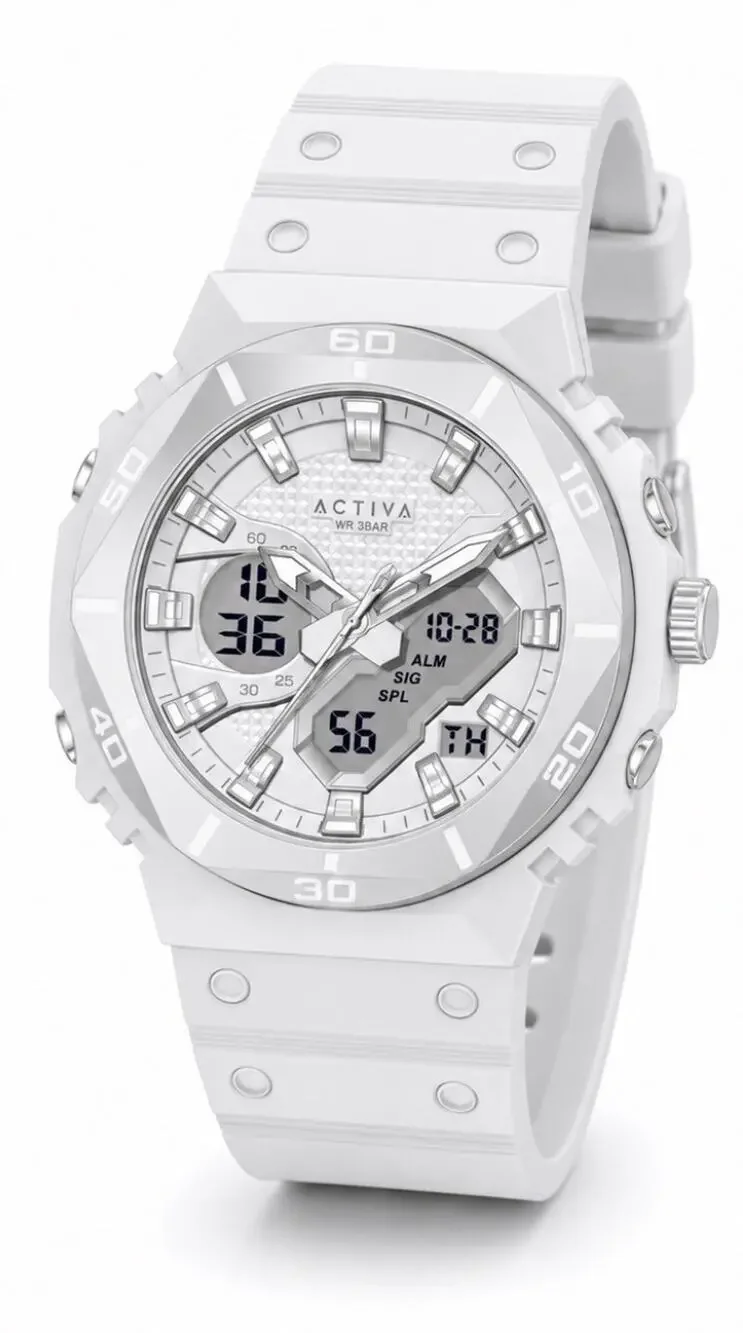 Activa Exon X Invicta Digital Men's Watch - 48mm, White ACW8120-002